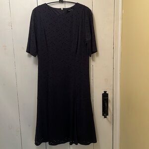 Ellen Tracy Navy Blue, Fully Lined, Textured Dress, size Medium. New with Tags